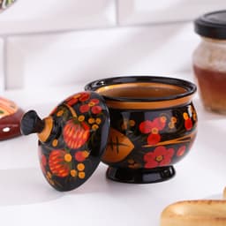 Солонка с крышкой «Ягодка», 7×6 см, хохлома, дерево