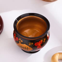 Солонка с крышкой «Ягодка», 7×6 см, хохлома, дерево