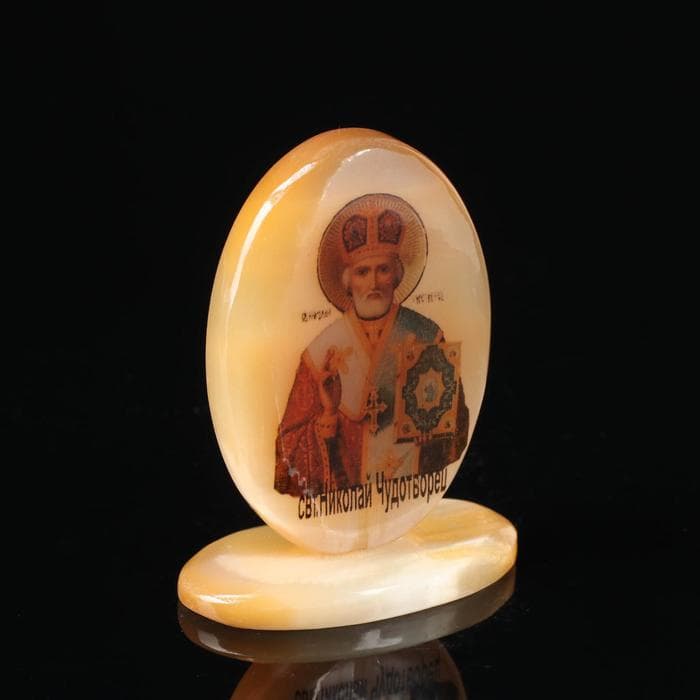 Икона «Николай Чудотворец», овал на поставке, настольная