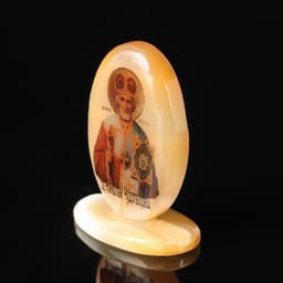 Икона «Николай Чудотворец», овал на поставке, настольная