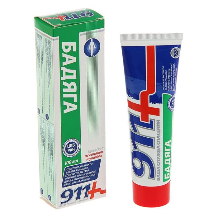 Средство от синяков и ушибов 911 Бадяга, 100 мл