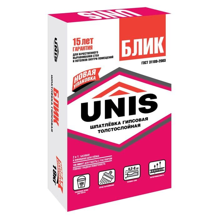 Шпатлёвка гипсовая толстослойная финишная для внутренних работ (до 8 мм), 18 кг