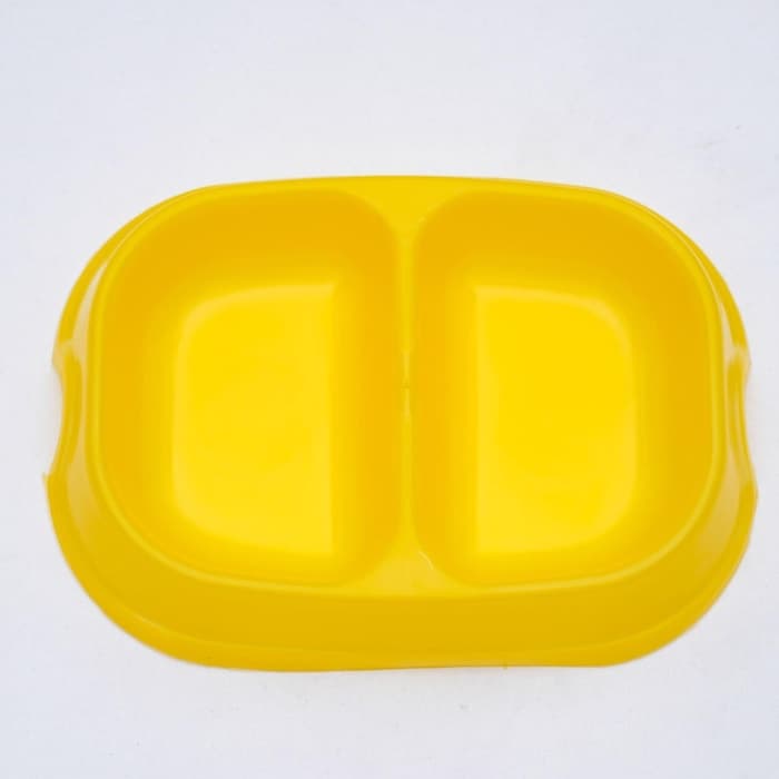 Миска двойная, 2×200 мл, пластик, жёлтая