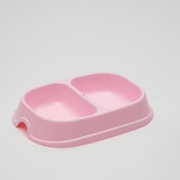 Миска двойная, 2×200 мл, пластик, розовая
