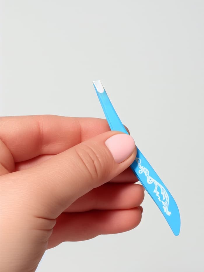 Пинцет скошенный, узкий, с рисунком, 9 см, МИКС