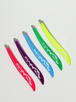 Пинцет скошенный, узкий, с рисунком, 9 см, МИКС