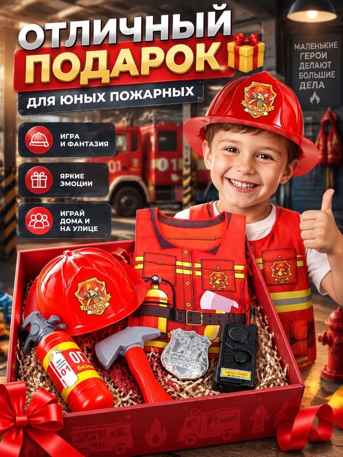 Набор игровой «Пожарный», 5 предметов, фартук