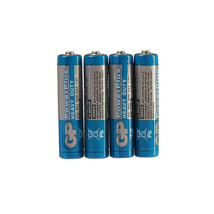 Батарейка солевая GP PowerPlus Heavy Duty, AAA, R03-4S, 1.5 В, спайка, 4 шт.