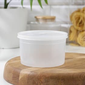 Контейнер пищевой ПластоС, 600 мл, с герметичной крышкой, d=13 см, h=8 см, пластик, прозрачный