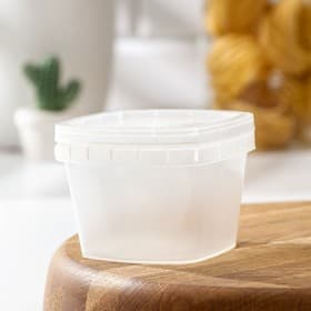 Контейнер пищевой ПластоС, 280 мл, d=11 см, h=7 см, с герметичной крышкой, пластик, прозрачный