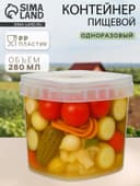 Контейнер пищевой ПластоС, 280 мл, d=11 см, h=7 см, с герметичной крышкой, пластик, прозрачный