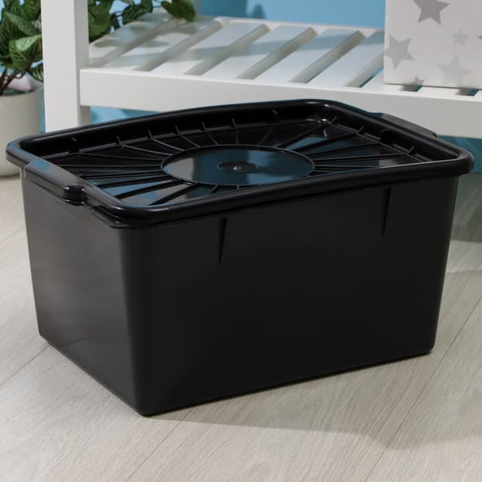 Контейнер для хранения с герметичной крышкой, 18 л, 37×30×20 см, чёрный