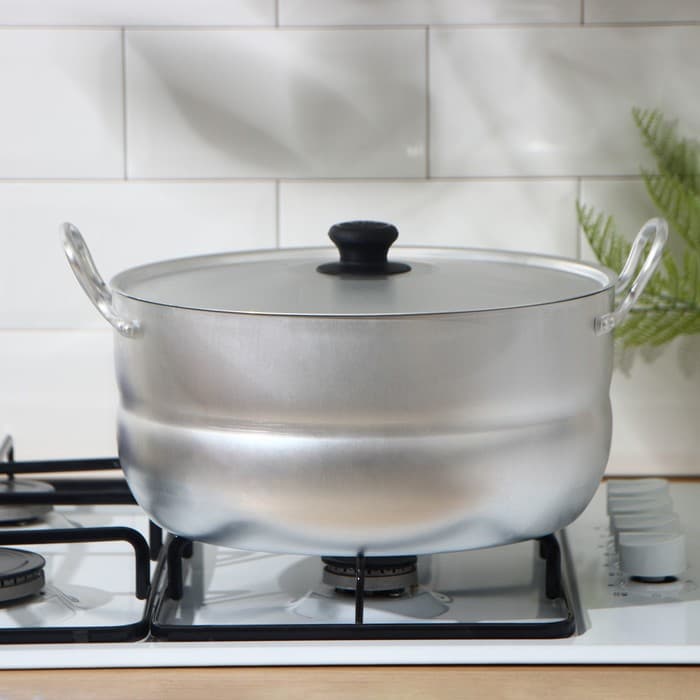 Кастрюля, 8 л, d=28 см, металлическая крышка, штампованный алюминий, серебристая