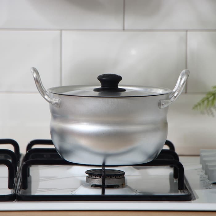 Кастрюля, 1.7 л, d=16 см, с крышкой, штампованный алюминий, серебристая