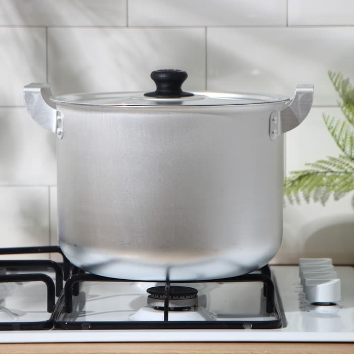 Кастрюля, 8 л, металлическая крышка, алюминий, серебристая