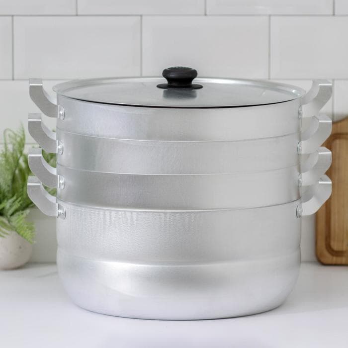 Мантоварка, 13 л, d=34.5 см, с 3 сетками, с крышкой, штампованный алюминий