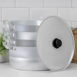 Мантоварка, 13 л, d=34.5 см, с 3 сетками, с крышкой, штампованный алюминий