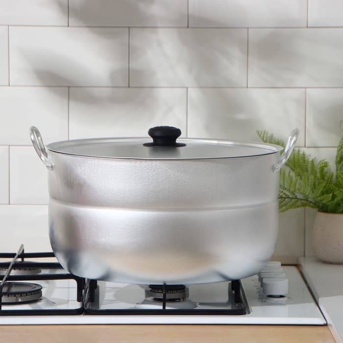 Кастрюля, 15 л, d=34 см, с крышкой, штампованный алюминий, серебристая