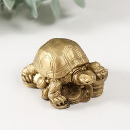 Нэцкэ фигурка под бронзу «Черепаха на монетах», Т-215 5.5×3.5×3 см