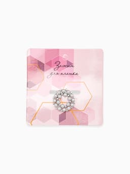 Зажим для платка «Жемчужинка», белый в серебре