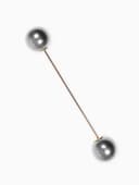 Булавка «Две жемчужины», 7 см, серая в золоте