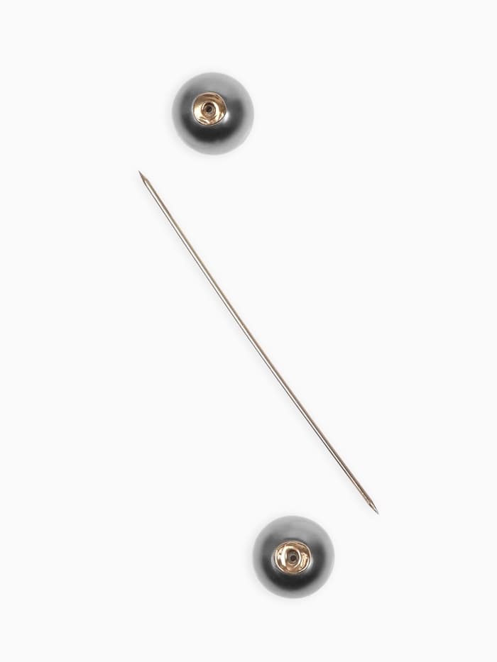 Булавка «Две жемчужины», 7 см, серая в золоте