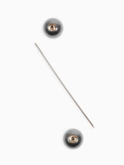 Булавка «Две жемчужины», 7 см, серая в золоте