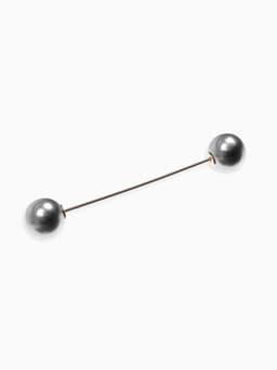 Булавка «Две жемчужины», 7 см, серая в золоте