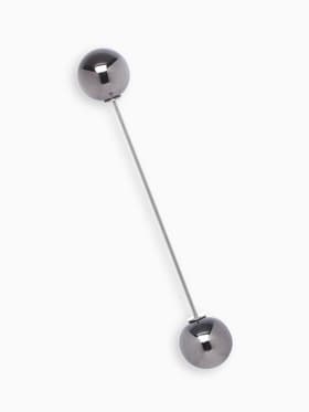Булавка «Две жемчужины», 6.5 см, бусина №12, серая в серебре