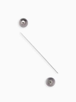 Булавка «Две жемчужины», 6.5 см, бусина №12, серая в серебре