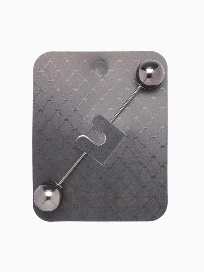 Булавка «Две жемчужины», 6.5 см, бусина №12, серая в серебре