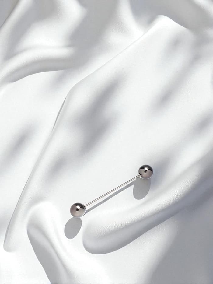 Булавка «Две жемчужины», 6.5 см, бусина №12, серая в серебре