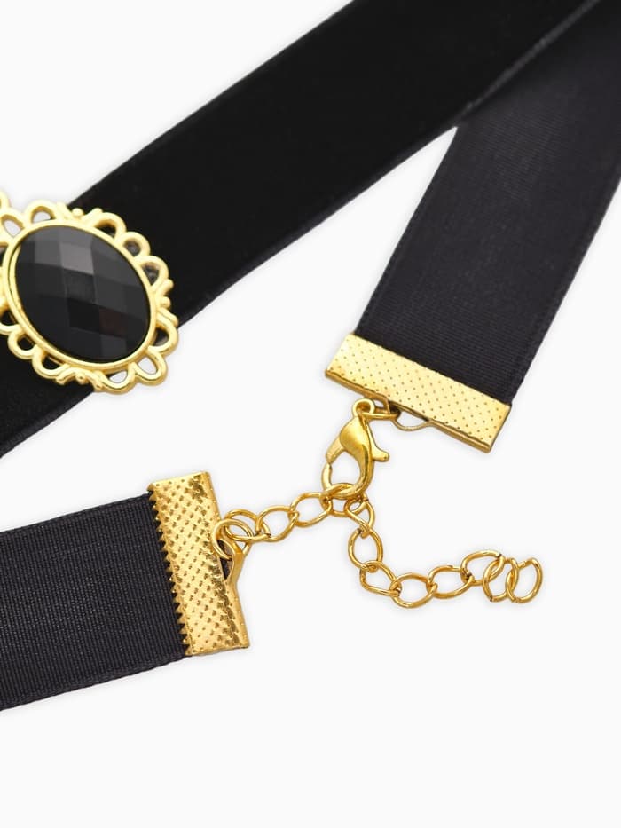 Чокер «Александрия», ажур, овал, чёрный в золоте, 30 см