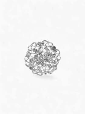 Кольцо для платка «Цветы Ажур», белое в серебре