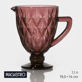 Кувшин для воды Magistro «Круиз», 1.1 л, 14×19.5 см, стекло, розовый