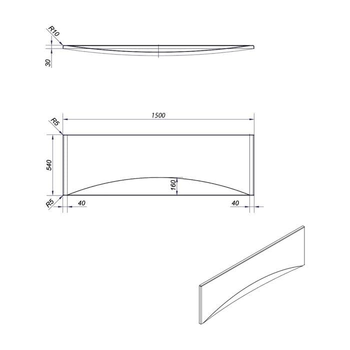 Экран для ванны фронтальный Cersanit Virgo /Intro 150×75 см, белый