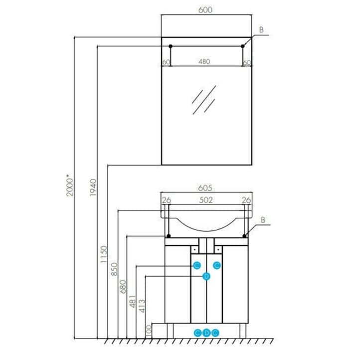 Зеркало в ванную «AQUATON. Фиджи 60», 600×850 мм