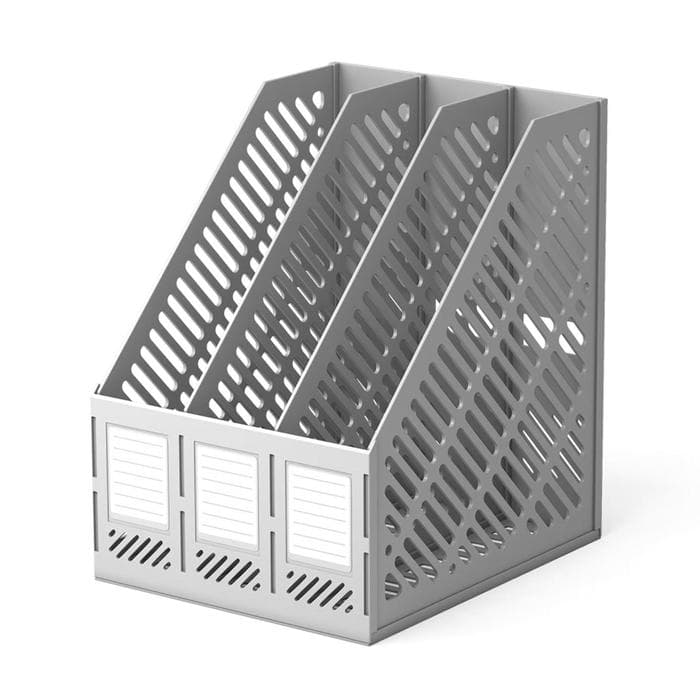 Лоток для бумаг ErichKrause, А4, сборный, вертикальный, 3 отделения, серый