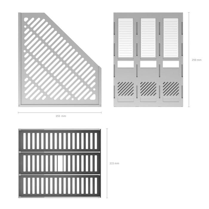 Лоток для бумаг ErichKrause, А4, сборный, вертикальный, 3 отделения, серый