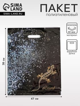 Пакет «Ящерица», полиэтиленовый с вырубной ручкой, 60 мкм 38×47 см