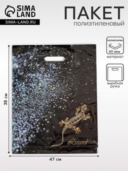 Пакет «Ящерица», полиэтиленовый с вырубной ручкой, 60 мкм 38×47 см