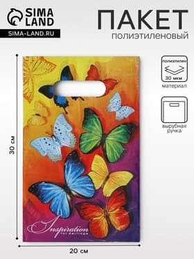 Пакет «Вдохновение», полиэтиленовый с вырубной ручкой, 30 мкм, 20×30 см