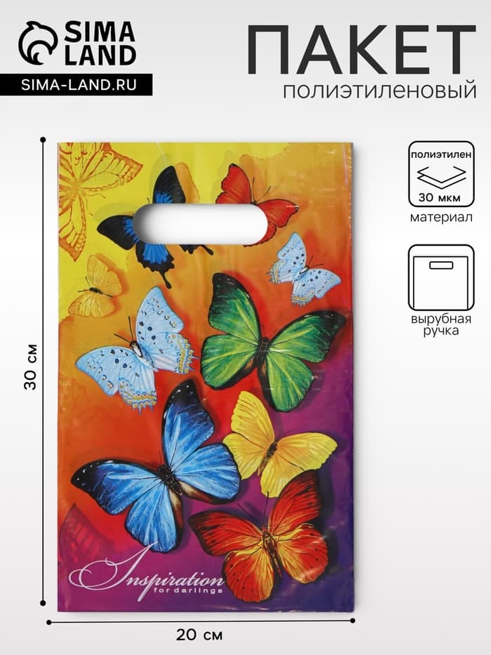 Пакет «Вдохновение», полиэтиленовый с вырубной ручкой, 30 мкм, 20×30 см