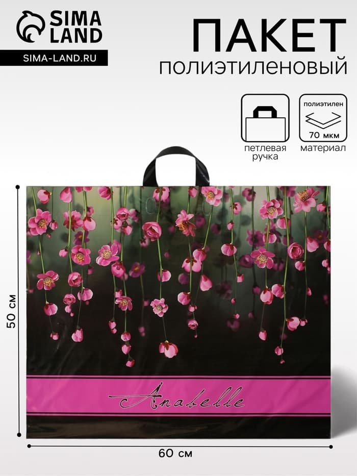 Пакет «Анабель», полиэтиленовый с петлевой ручкой, 60×50 см, 70 мкм