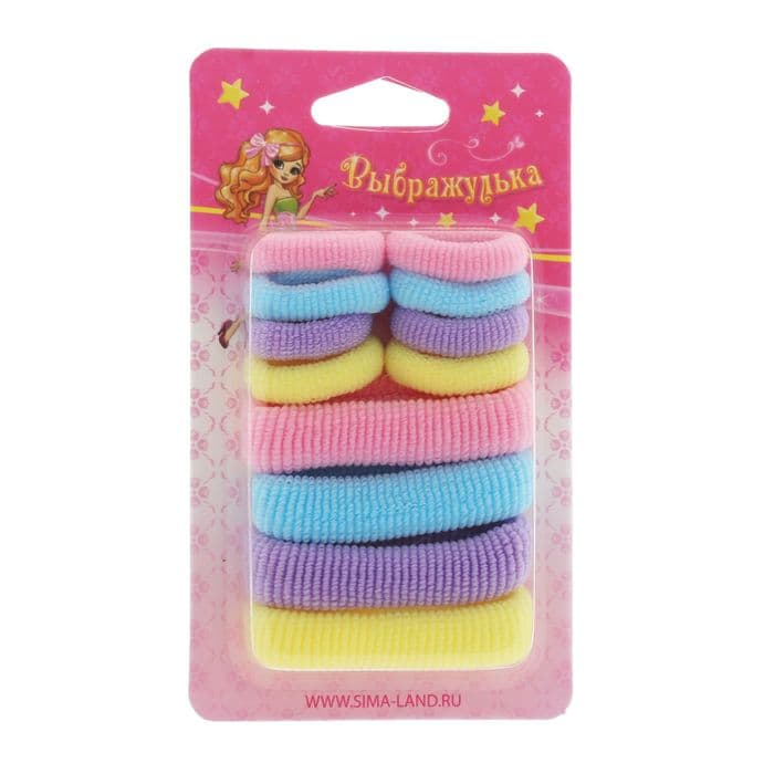 Резинки для волос Выбражулька «Махрушка ассорти», набор 12 шт., нежность, МИКС