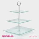 Этажерка-фруктовница прямоугольная Доляна «Акцент», 3 яруса, 25×35 см, стекло