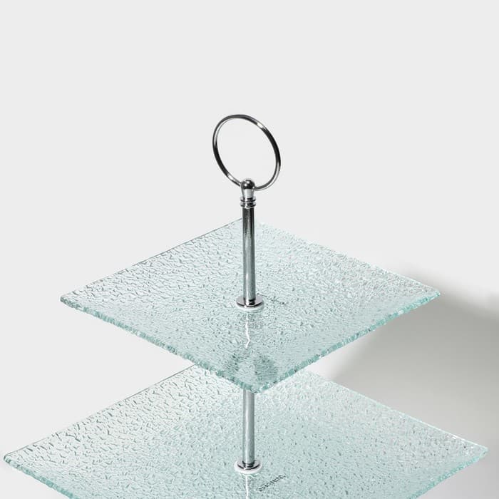 Этажерка-фруктовница прямоугольная Доляна «Акцент», 3 яруса, 25×35 см, стекло