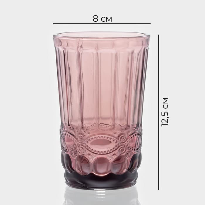 Набор стаканов Magistro «Ла-Манш», 350 мл, 8×12.5 см, 6 шт., стекло, розовый