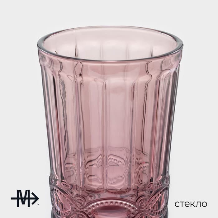 Набор стаканов Magistro «Ла-Манш», 350 мл, 8×12.5 см, 6 шт., стекло, розовый