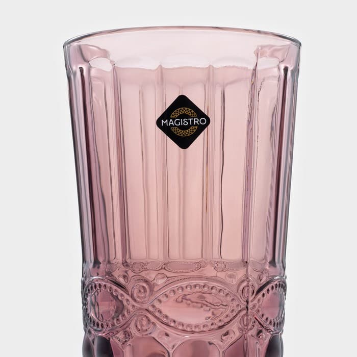 Набор стаканов Magistro «Ла-Манш», 350 мл, 8×12.5 см, 6 шт., стекло, розовый